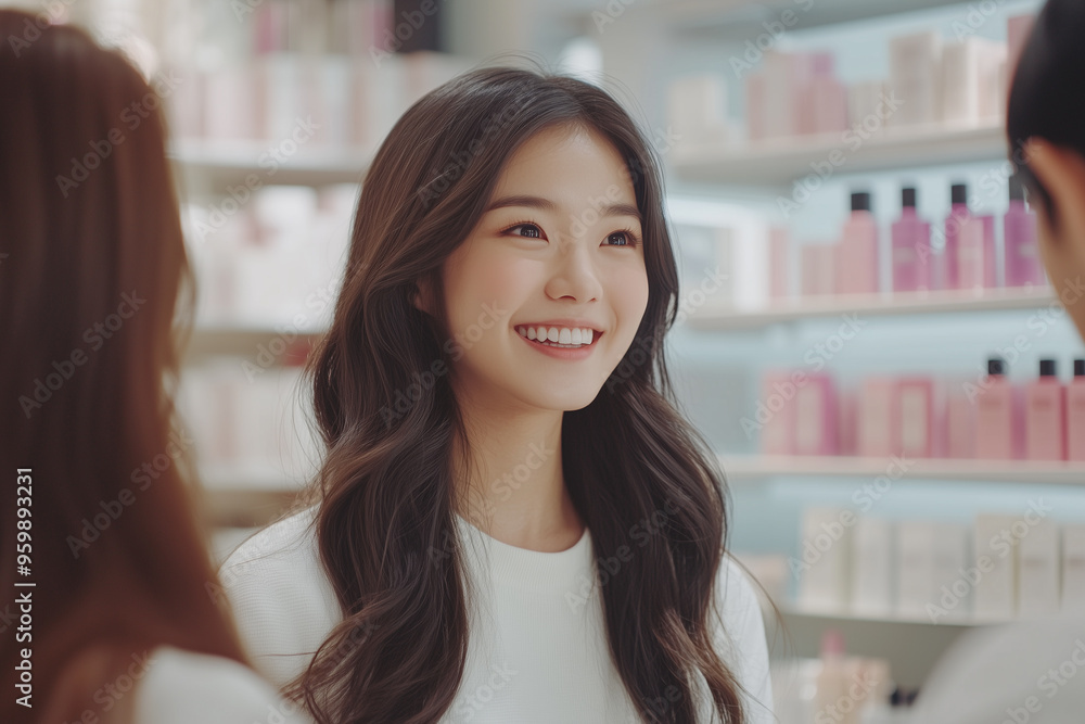 Asian woman seller cosmetic Asian woman seller cosmetic