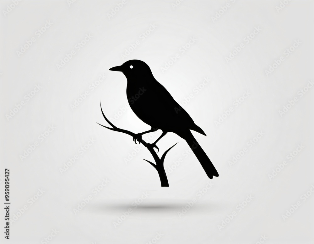 Fototapeta premium Bird silhouette logo design. icon in black and white color. Ai generated image.