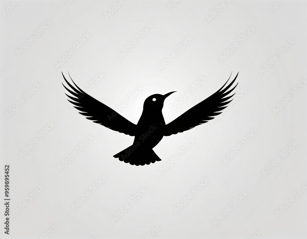 Fototapeta premium Bird silhouette logo design. icon in black and white color. Ai generated image.