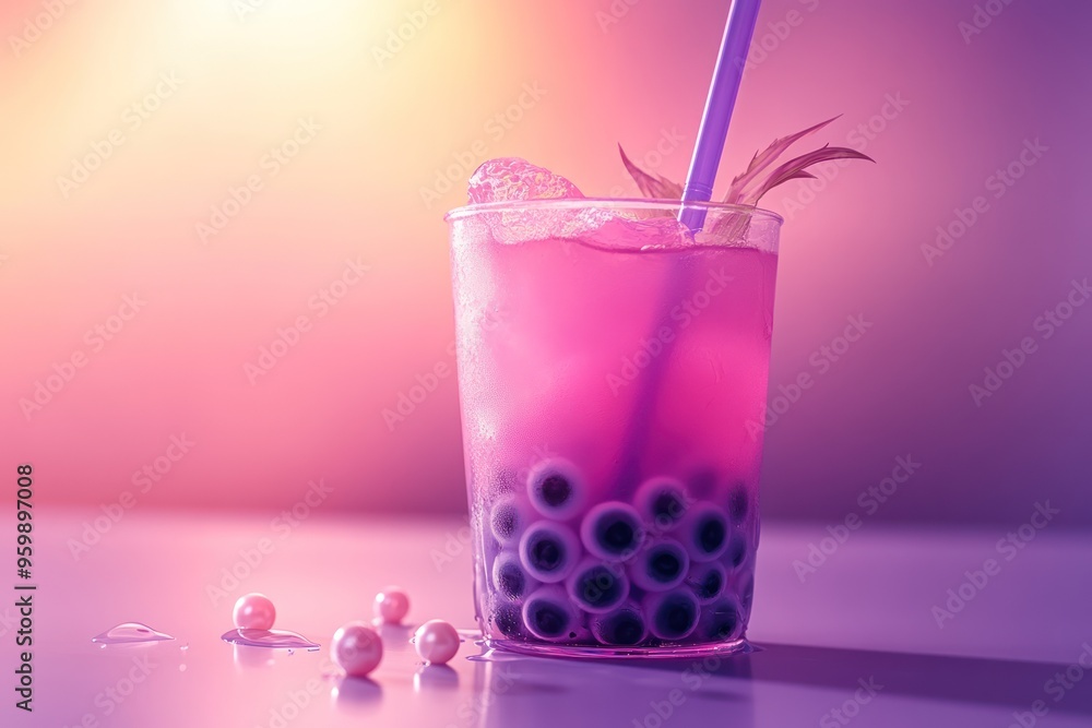 Pink and Purple Drink with Eyeball Boba Pearls Pink and Purple Drink with Eyeball Boba Pearls