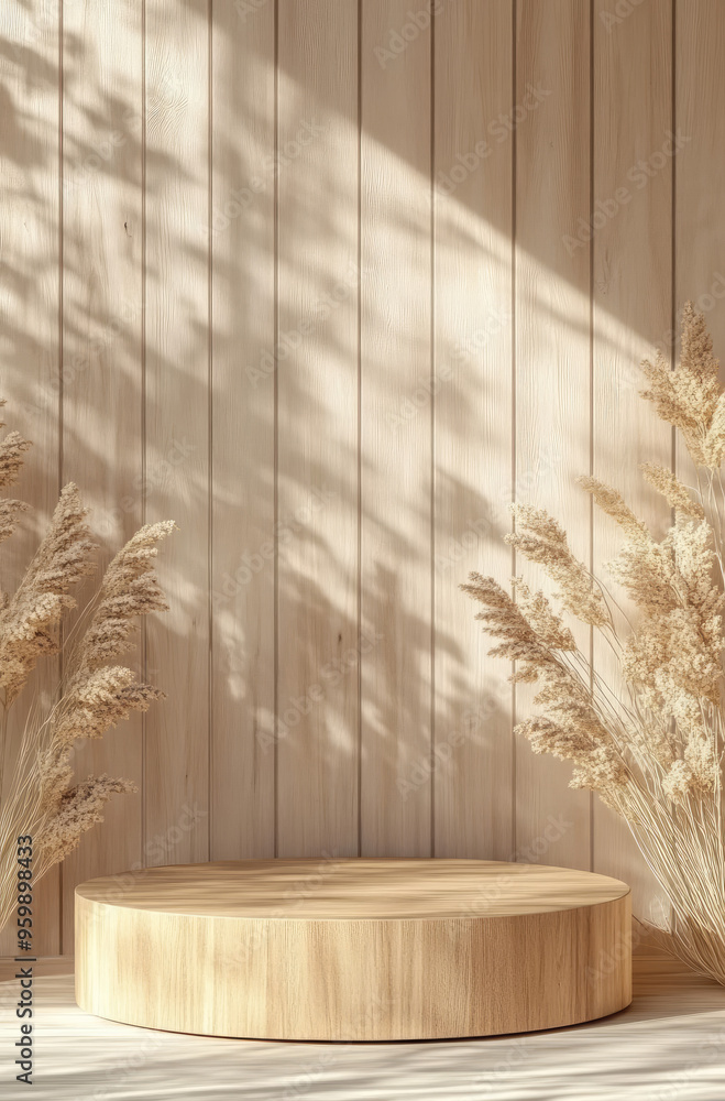 Refined Product Display Featuring an Empty Wood Podium for a Rustic and Elegant Appearance Refined Product Display Featuring an Empty Wood Podium for a Rustic and Elegant Appearance