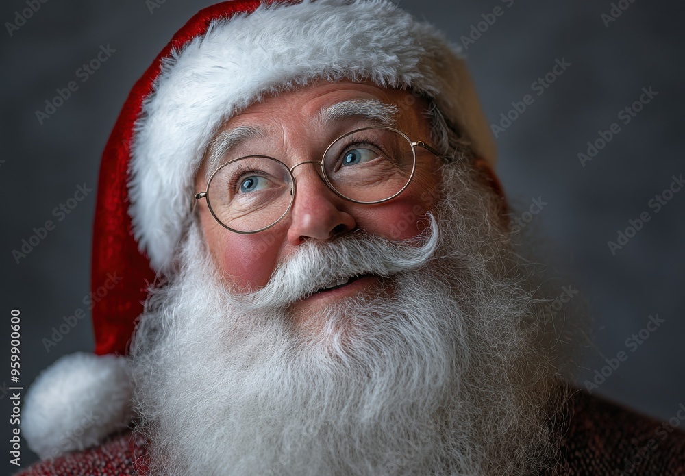 Рortrait of Santa Claus with a white beard and glasses, a funny smile expression on his face, isolated background, professional color grading, soft shadows, low contrast, and clean, sharp focus Рortrait of Santa Claus with a white beard and glasses, a funny smile expression on his face, isolated background, professional color grading, soft shadows, low contrast, and clean, sharp focus