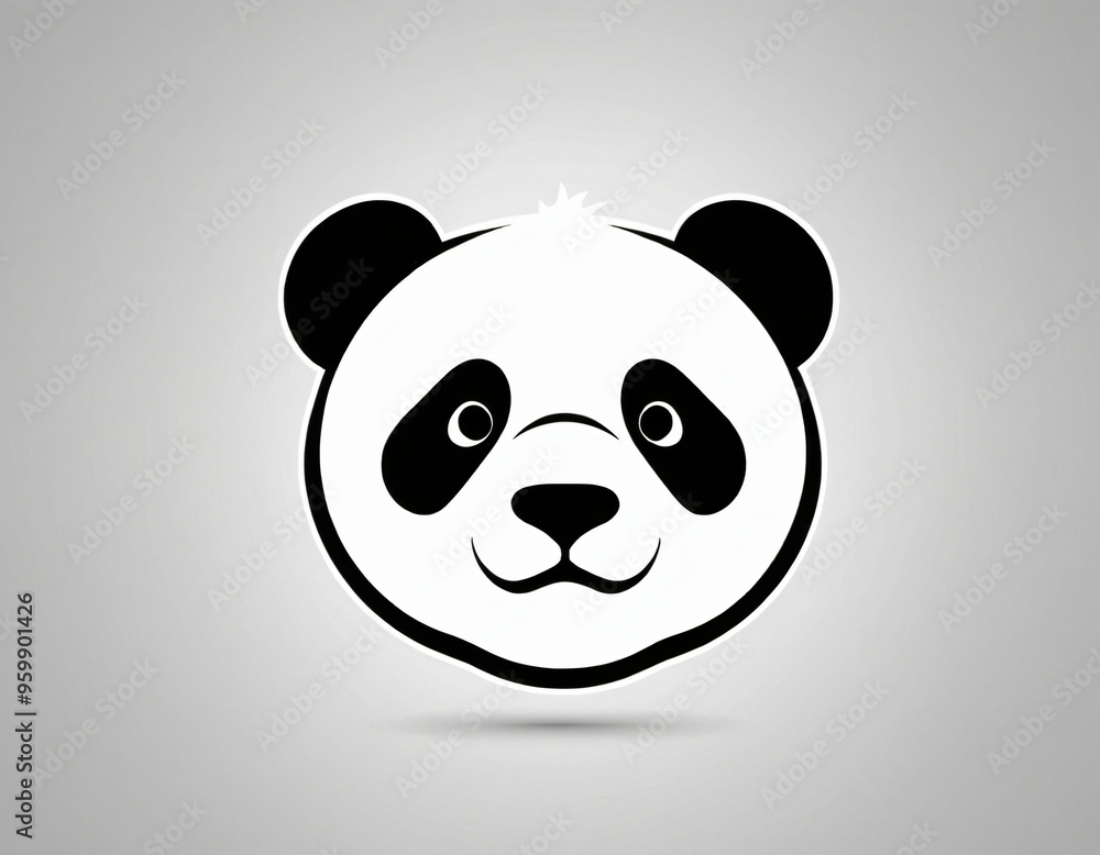 Panda head silhouette logo design. icon in black and white color. Ai generated image. Panda head silhouette logo design. icon in black and white color. Ai generated image.