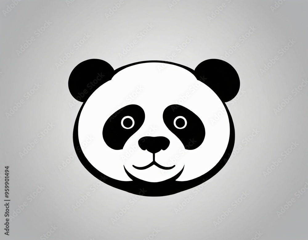 Fototapeta premium Panda head silhouette logo design. icon in black and white color. Ai generated image.