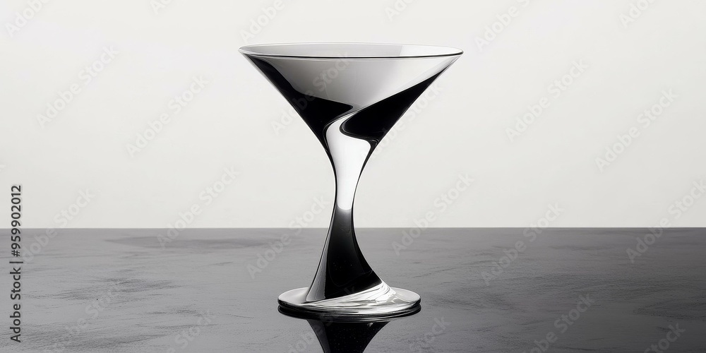 Black and white glass goblet on table. Black and white glass goblet on table.
