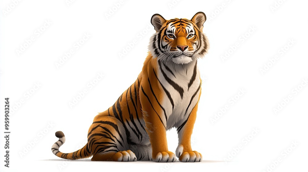 © Bionic - Cartoonized tiger exuding strength and fierceness while sitting in pleasing illustration © Bionic - Cartoonized tiger exuding strength and fierceness while sitting in pleasing illustration