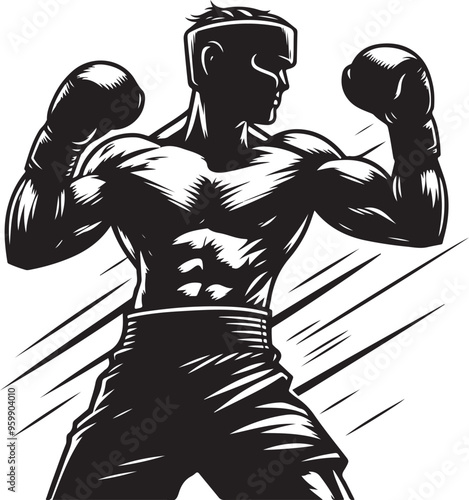 boxing player vector design clipart flat style artwork photo