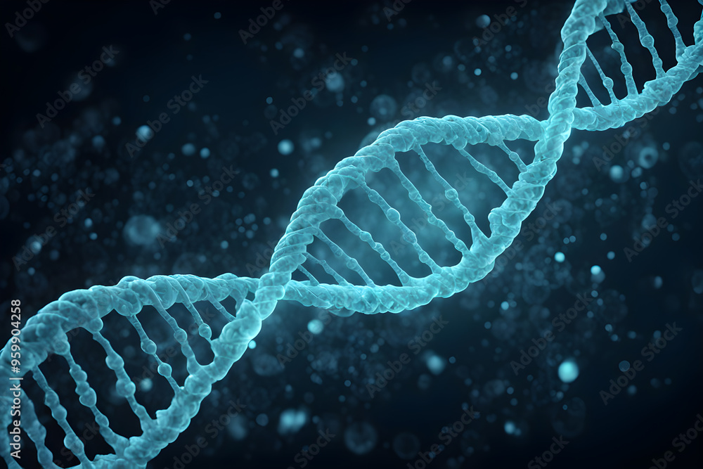 Futuristic Glowing Digital DNA Helix with Abstract Shapes and Binary Code Futuristic Glowing Digital DNA Helix with Abstract Shapes and Binary Code
