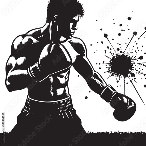 boxing player vector design clipart flat style artwork photo