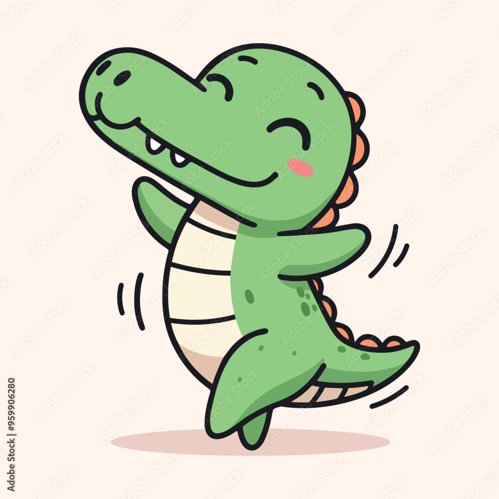 Adorable crocodile cartoon vector illustration in flat style Adorable crocodile cartoon vector illustration in flat style