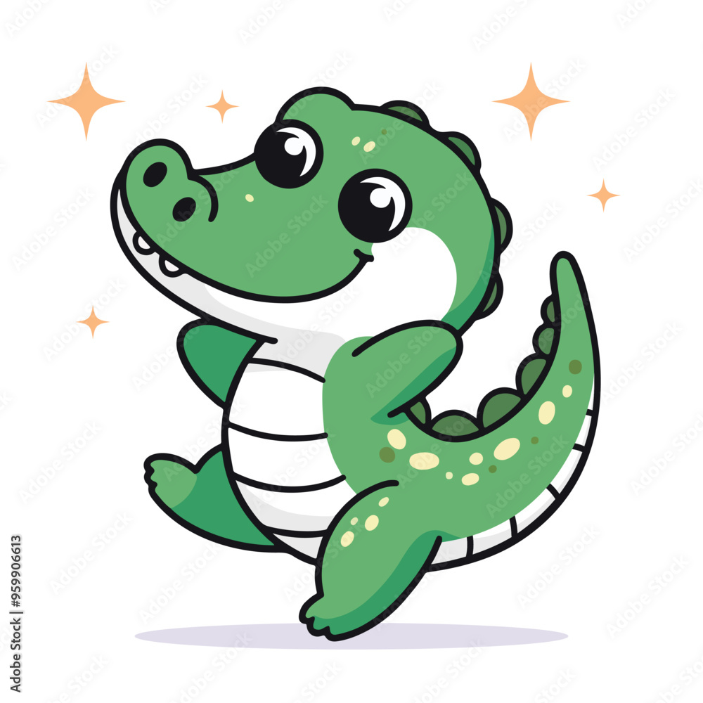 Adorable crocodile cartoon vector illustration in flat style Adorable crocodile cartoon vector illustration in flat style