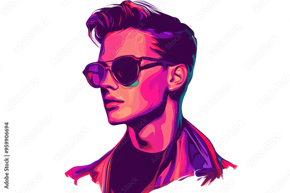 Bright portrait of a stylish young man in glasses on a transparent background Bright portrait of a stylish young man in glasses on a transparent background