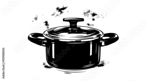 Pressure cooker on stove with lid locked and ingredients cooking