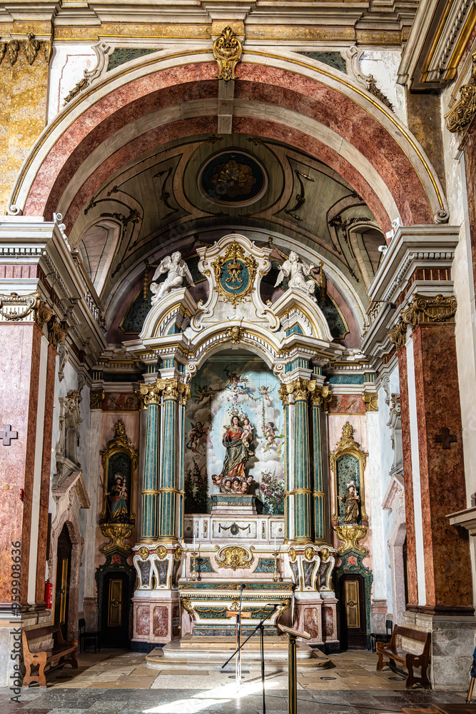 Fototapeta premium Interior of the San Sebastiao Catholic Church in Setubal, Portugal