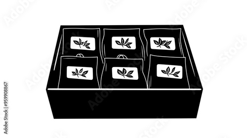 Box of tea bags with Fair Trade labeling on the packaging