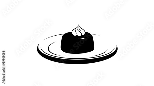 Dessert styled as a miniature version of a different dish on a plain plate