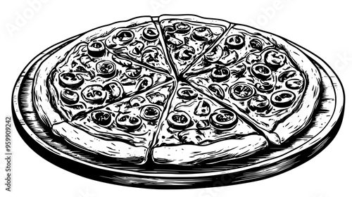 Large pizza with an assortment of unconventional toppings displayed on a wooden board