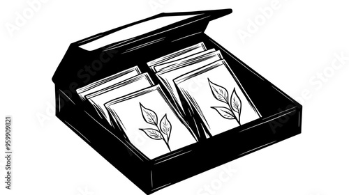 Box of tea bags with Fair Trade labeling on the packaging