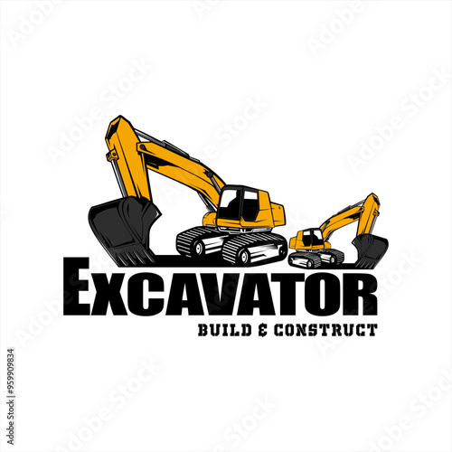  Excavator logo vector, excavator emblem logo design, excavator and mountain vector design, heavy equipment vehicle logo design, excavation logo design, excavator logo, excavation services