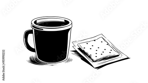Microwaveable soup cup with a sealed lid, positioned next to an unopened packet of crackers