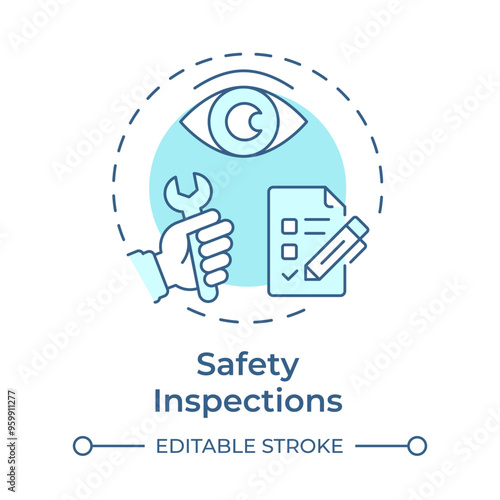 Safety inspections soft blue concept icon. Corporate regulation, law compliance. Round shape line illustration. Abstract idea. Graphic design. Easy to use in infographic, presentation