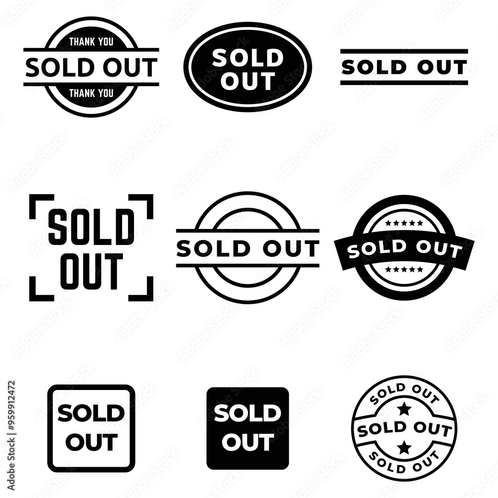Obraz premium Set of Sold stamp logo. Vector illustration for web design