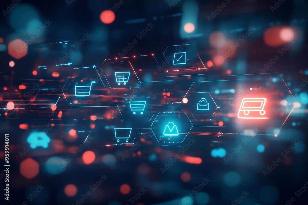 Abstract Digital Network for E-commerce and Online Shopping Abstract Digital Network for E-commerce and Online Shopping