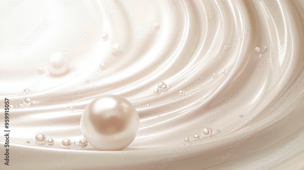 Bright White Background With Swirling Vanilla Cream And Sugar Pearls For Elegant-Themed Product Displays . Generative ai Bright White Background With Swirling Vanilla Cream And Sugar Pearls For Elegant-Themed Product Displays . Generative ai