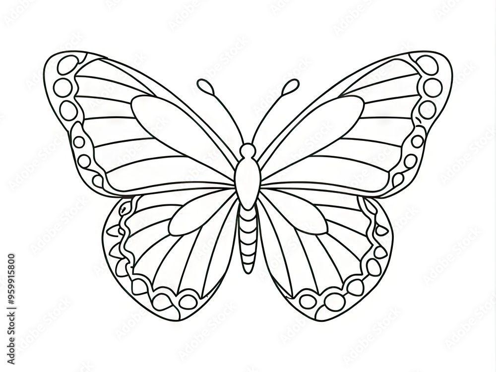 A Simple Outline Drawing Of A Butterfly With Spread Wings, Suitable For Coloring Or Decorative Purposes A Simple Outline Drawing Of A Butterfly With Spread Wings, Suitable For Coloring Or Decorative Purposes