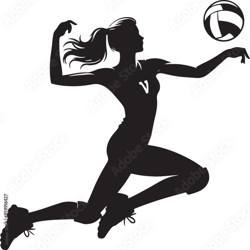 Female volleyball player vector design clipart flat style artwork