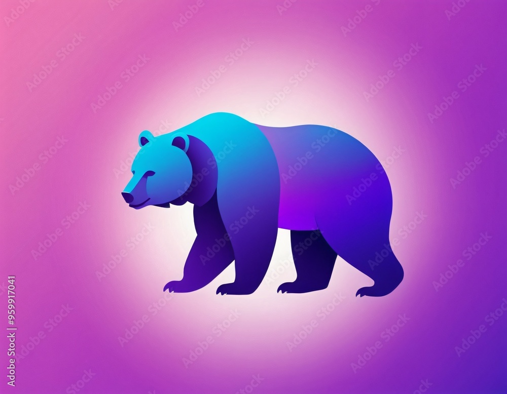 bear silhouette logo design. Modern style and minimalist icon in gradient purple and blue color. Ai generated image. bear silhouette logo design. Modern style and minimalist icon in gradient purple and blue color. Ai generated image.