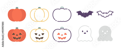 ハロウィンアイコンセット　ジャック・オー・ランタン