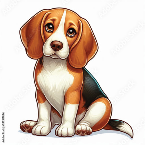 Cute Beagle dogs Vector Cartoon illustration