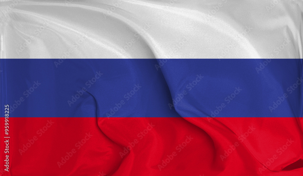 Fototapeta premium An up close view of Russia flag flying textures