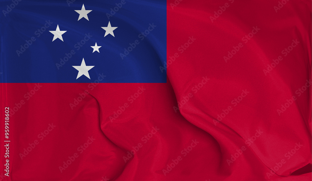 An up close view of Samoa flag flying textures An up close view of Samoa flag flying textures