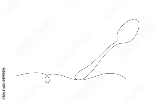 spoon continuous line vector illustration design