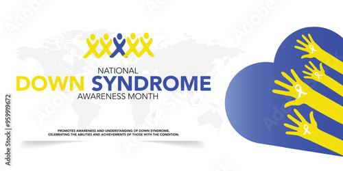 Down Syndrome awareness month is observed every year in October, it is a condition in which a person has an extra chromosome, they are small packages of genes in the body. vector illustration
