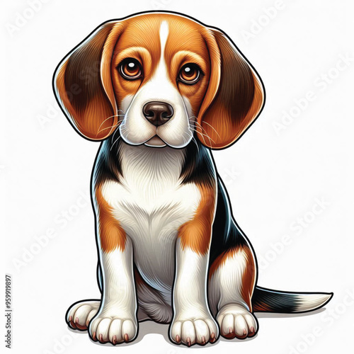 Cute Beagle dogs Vector Cartoon illustration