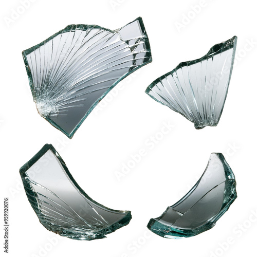 the glass is broken in half and the glass is broken. photo