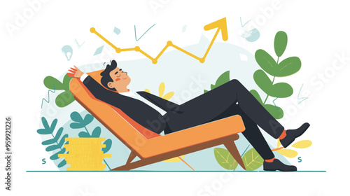 Financial growth concept. Young businessman earn more profit, make money from cryptocurrency