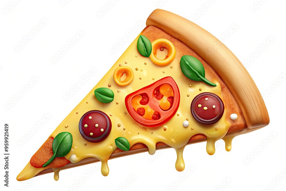 A Vibrant And Isolated Emoji Icon Depicting A Single Slice Of Pizza With Melted Cheese And Toppings A Vibrant And Isolated Emoji Icon Depicting A Single Slice Of Pizza With Melted Cheese And Toppings