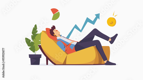 Financial growth concept. Young businessman earn more profit, make money from cryptocurrency