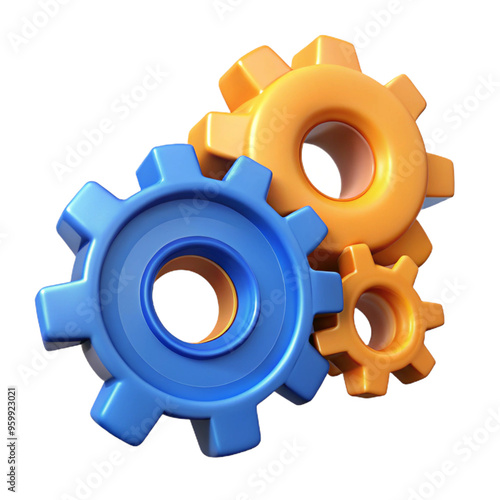 gears 3d cartoon style illustration