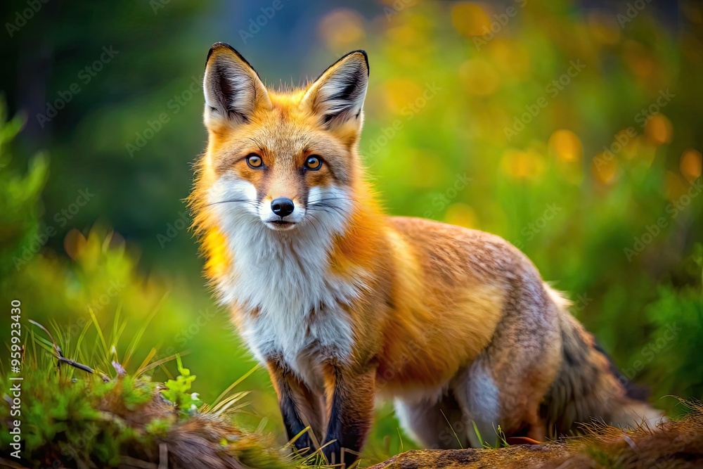 A Vibrant Image Of A Red Fox Captured In Its Natural Habitat, Showcasing Its Cunning Eyes, Alert Stance, And Bushy Tail. A Vibrant Image Of A Red Fox Captured In Its Natural Habitat, Showcasing Its Cunning Eyes, Alert Stance, And Bushy Tail.