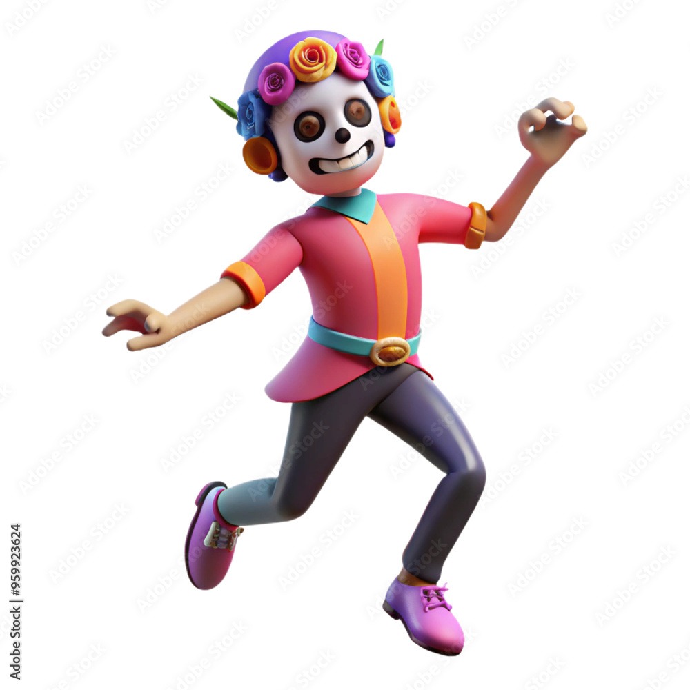 Day of the Dead DANCE 3d cartoon style illustration Day of the Dead DANCE 3d cartoon style illustration