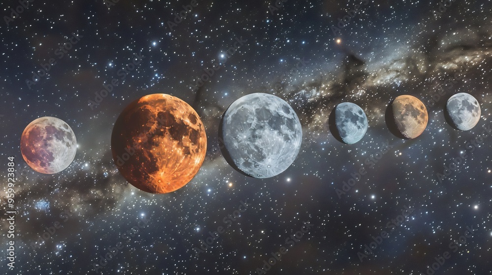 Naklejka premium Moon Illusion eclipse with the moon appearing larger and more vivid creating a mesmerizing visual effect