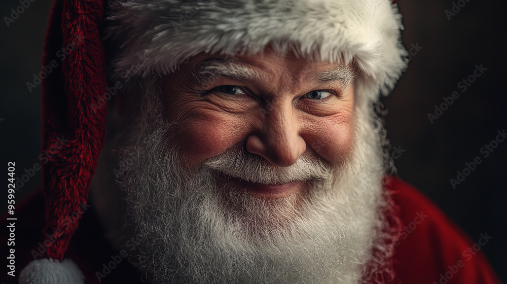 Portrait Of Santa Claus Smiling in Festive Red Attire Portrait Of Santa Claus Smiling in Festive Red Attire