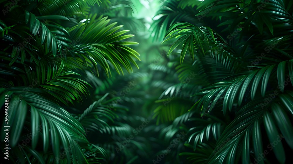 Fototapeta premium Exuberant Tropical Forest With Vibrant Wildlife.