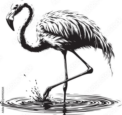 flamingo bird vector design clipart flat style artwork photo