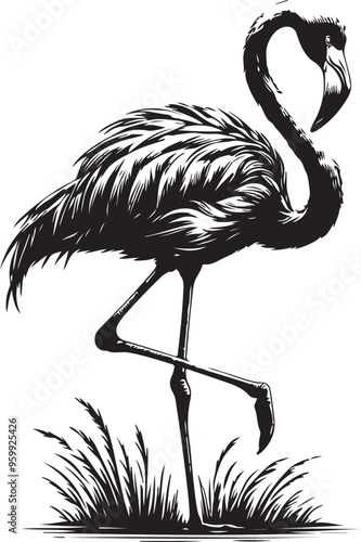 flamingo bird vector design clipart flat style artwork photo